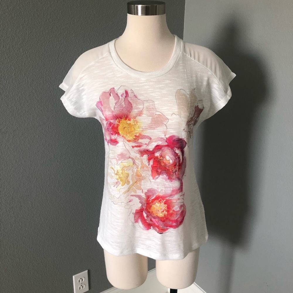Monnari Designer Floral Print Short Sleeve Knit Blouse Top
